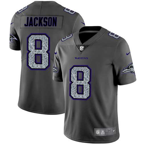 Men Baltimore Ravens #8 Jackson Nike Teams Gray Fashion Static Limited NFL Jerseys->baltimore ravens->NFL Jersey